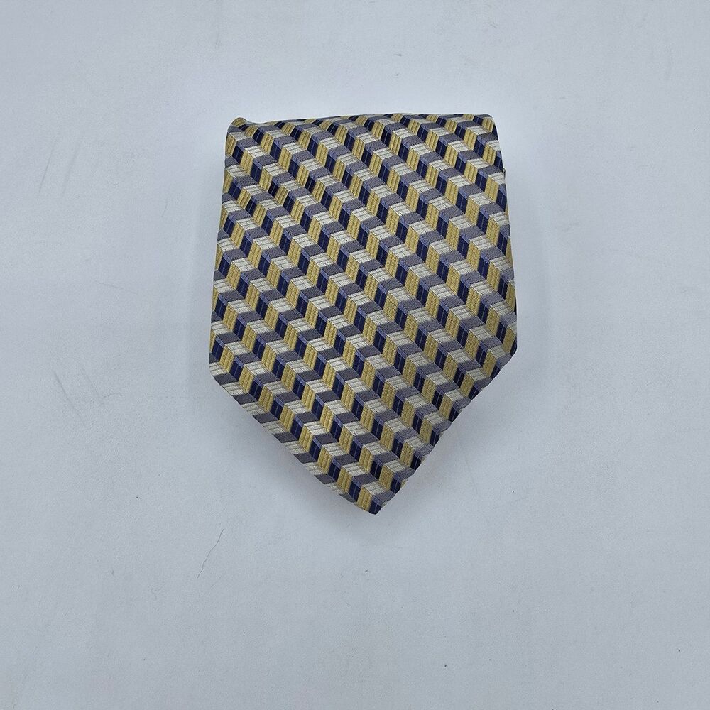 Necktie Mens Vintage Geoffrey Beene Mens Tie Yellow White Blue Size Is 57 x 4in